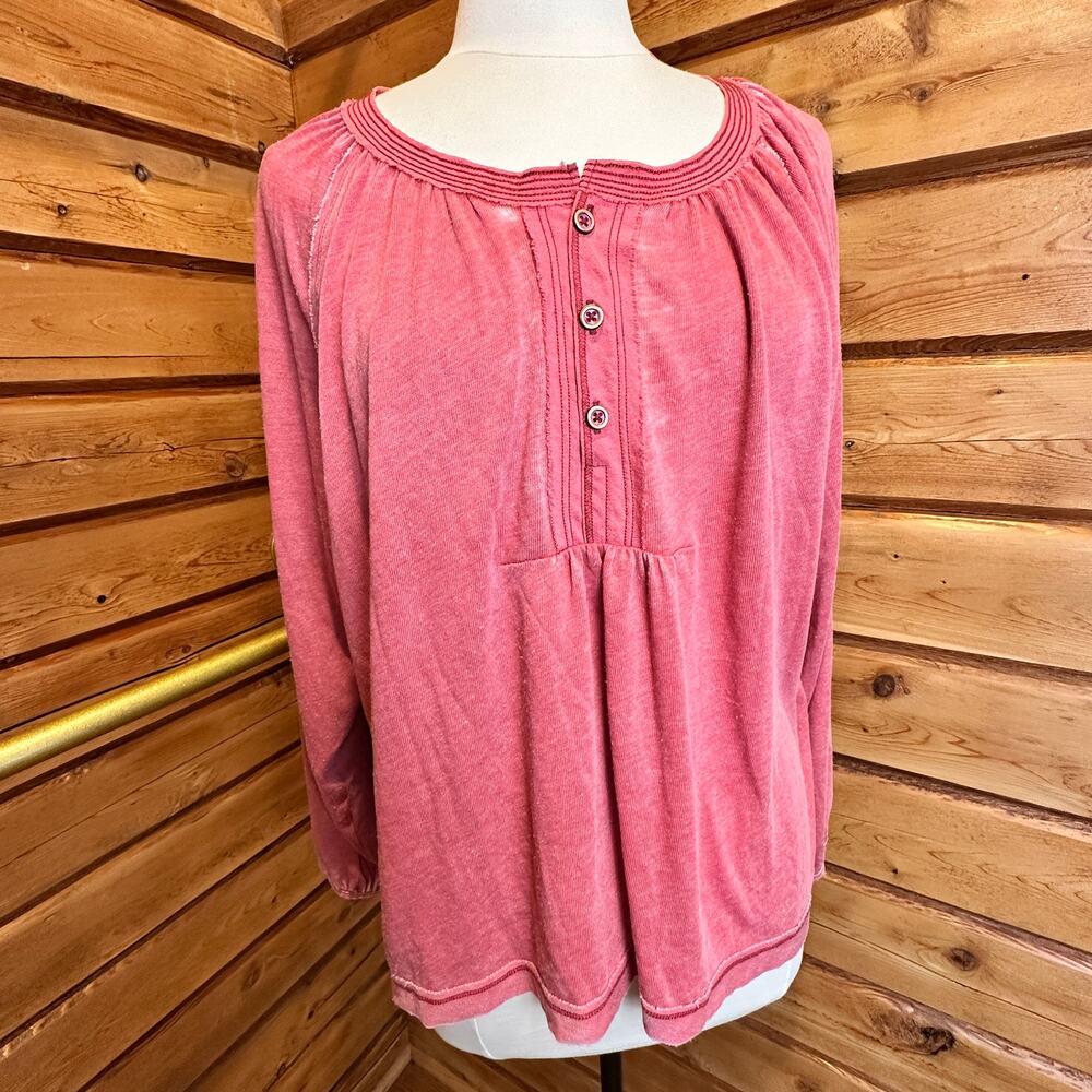 Free People We The Free Oversized Henley Top Pink Size Small